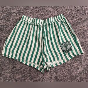 Cute Zoe + Liv Malibu Tennis Club Green and White Striped Shorts Small